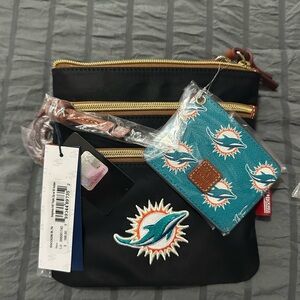 Dooney & Bourke Black and Teal Sports Crossbody Bag